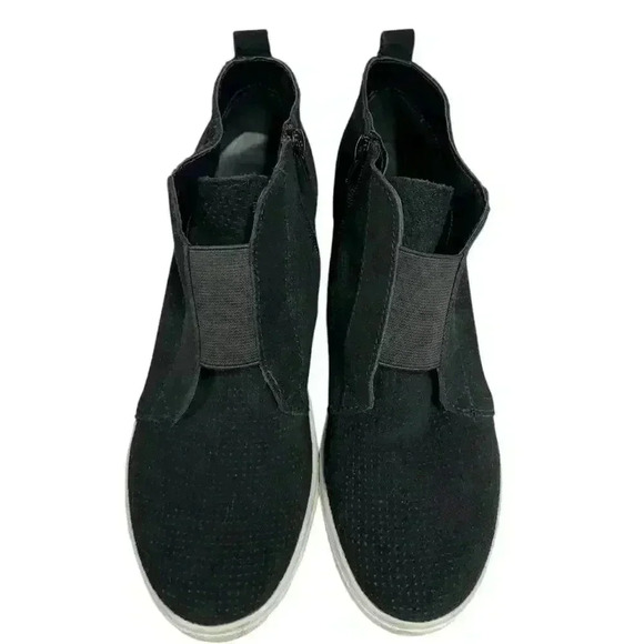 Steve Madden Wavery Sneaker Booties Black Suede Wedge Heel Zip Up Size 7 - Picture 5 of 9